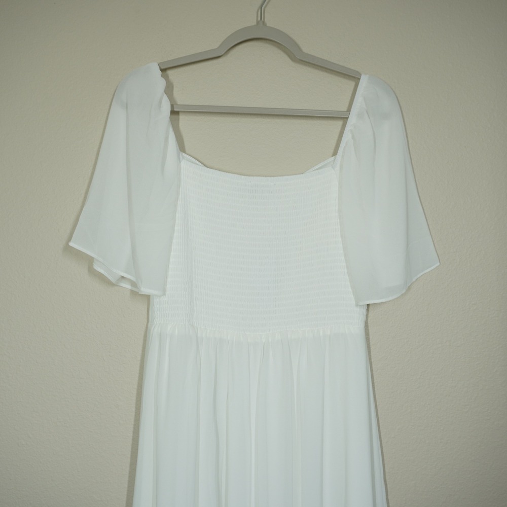 Baltic Born NEW Large Sierra Sweetheart Maxi Dress White Flutter Sleeve Bridal - Picture 9 of 10